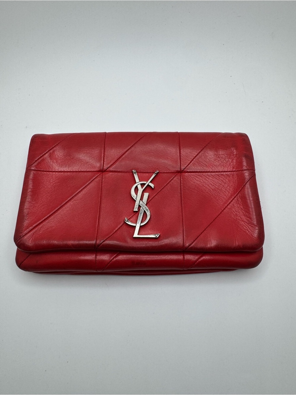 Saint Laurent Jamie Red Lambskin Leather Clutch / Pouch